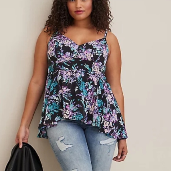 TORRID NWT PEPLUM STUDIO CREPE DE CHINE TOP - Picture 2 of 7